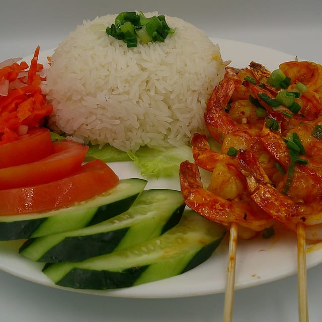 Grilled Shrimp with Jasmine Rice.
